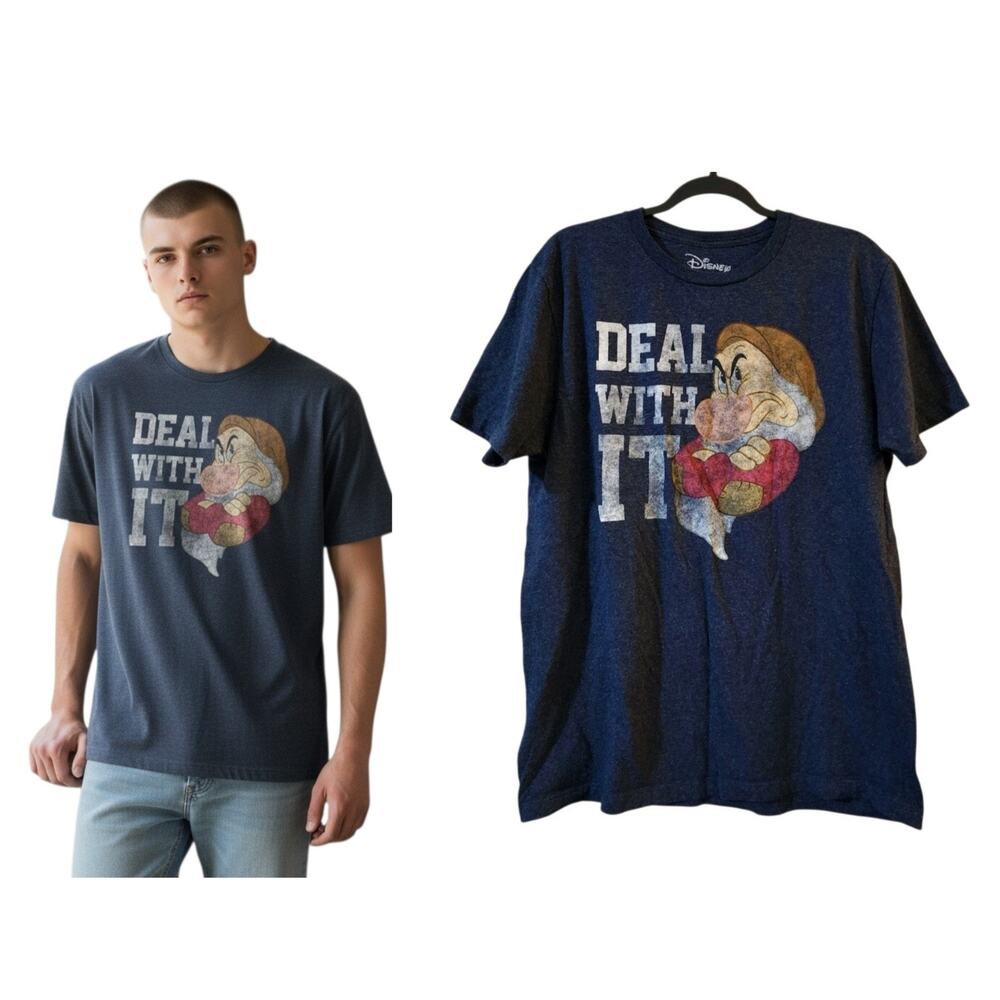 Disney Mens Grumpy Graphic Tee Size L Short Sleeve Crew Neck Shirt